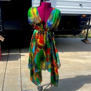 Peacock silk dress